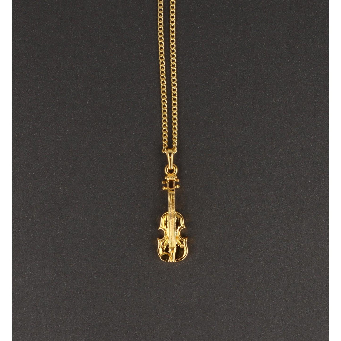 Violin pendant, with chain, silver-plated or gold-plated, violin