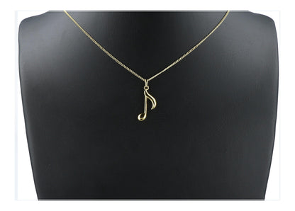 Eighth note pendant with chain, silver or gold plated, note