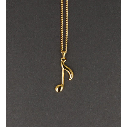 Eighth note pendant with chain, silver or gold plated, note