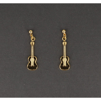 Concert guitar earrings, silver-plated or gold-plated