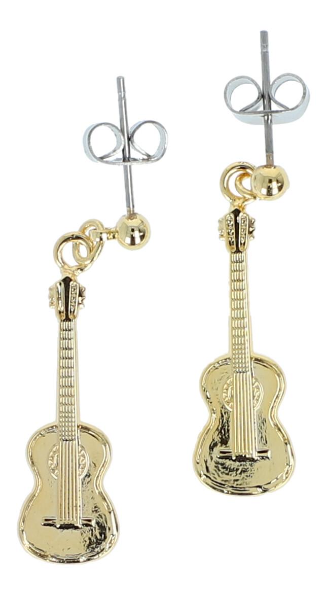 Concert guitar earrings, silver-plated or gold-plated