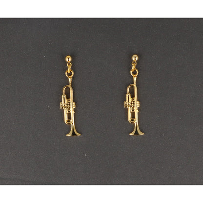 Trumpet earrings, silver-plated or gold-plated, brass music