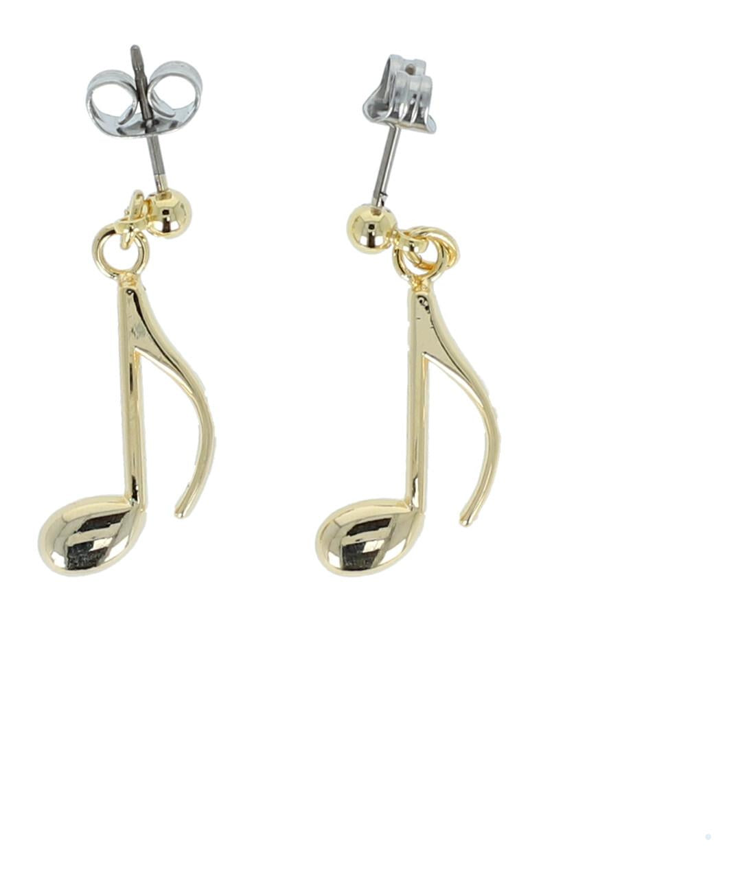 eighth note earrings, gold-plated