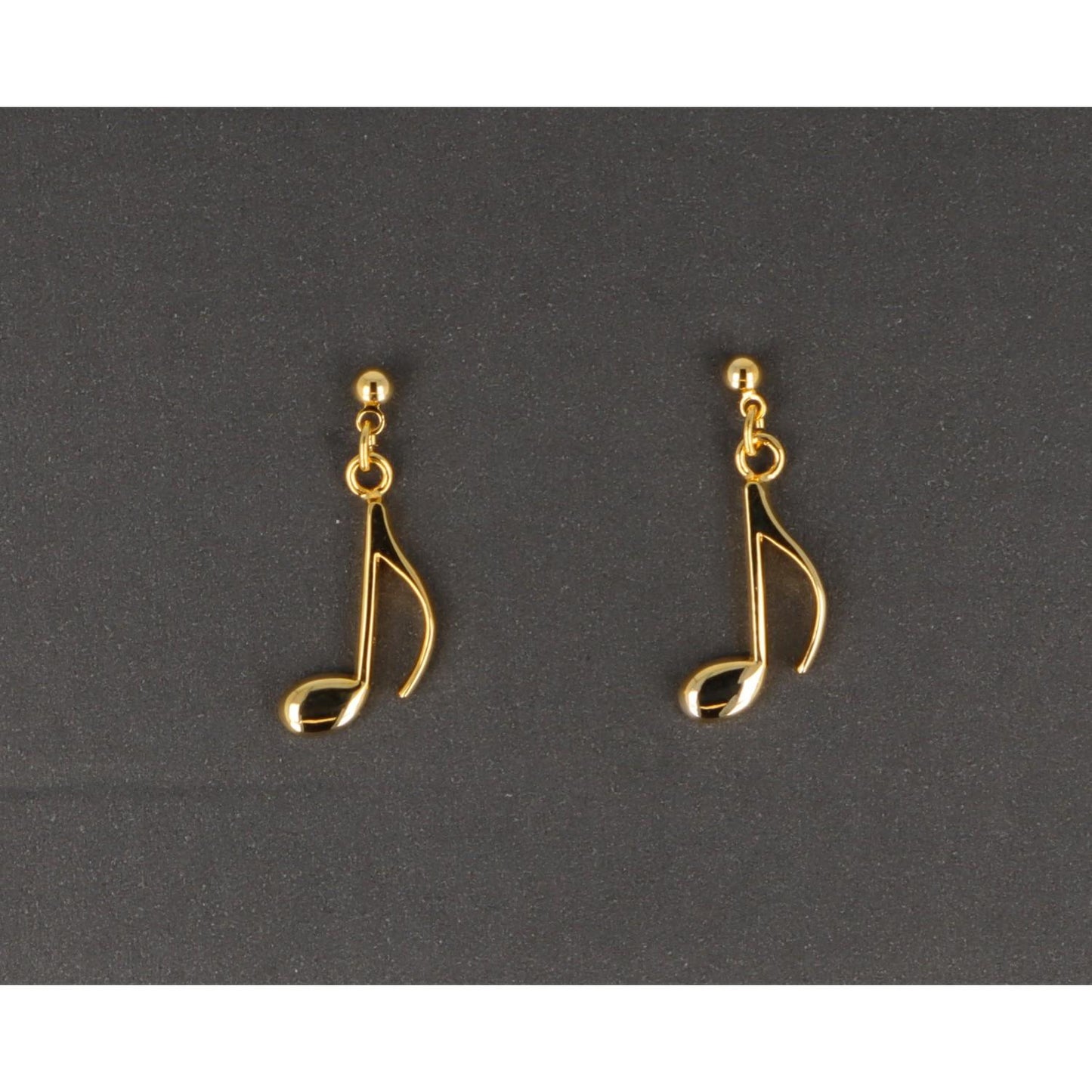 eighth note earrings, gold-plated