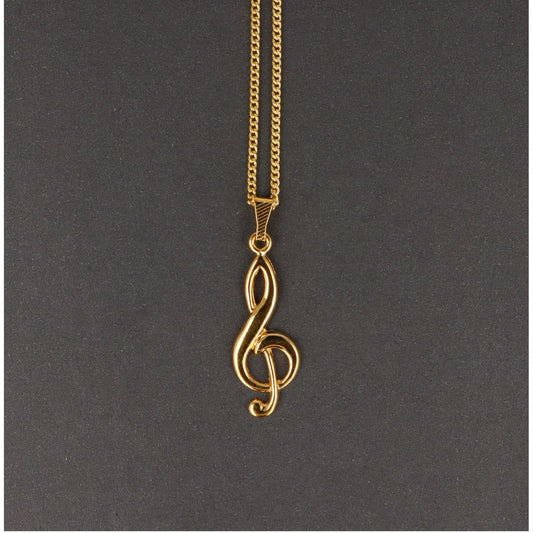 Treble clef pendant, with chain, gold-plated