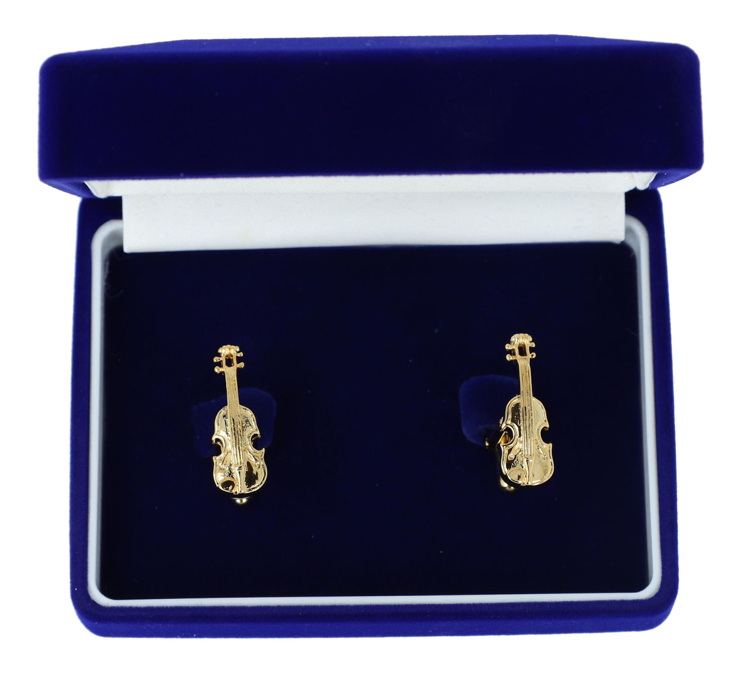 Violin cufflinks in gift box, gold-plated