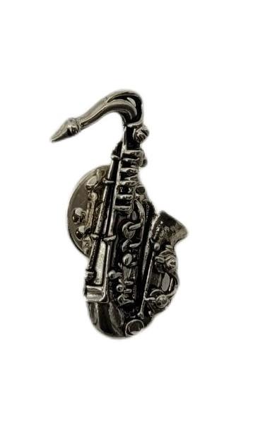 Saxophone Pin, silver-plated, matt