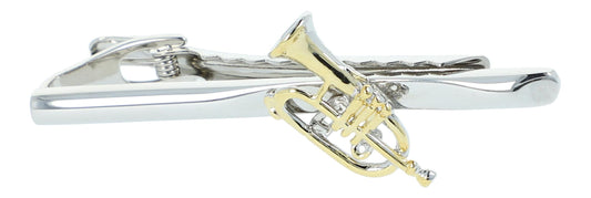 silver tie clip with golden flugelhorn