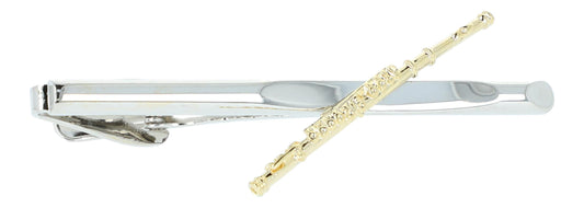 silver tie clip with golden flute