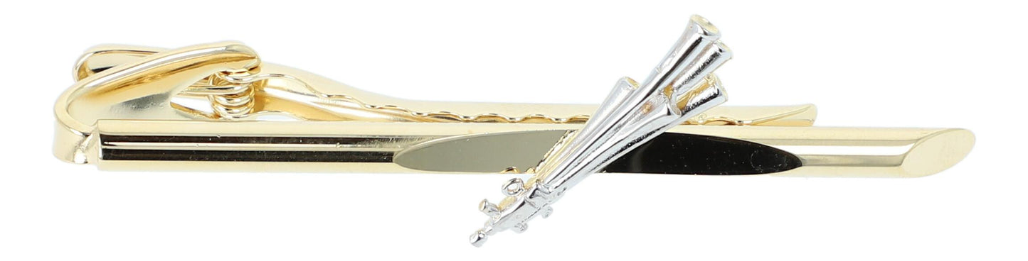 Golden tie clip with silver-plated shawm