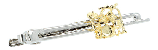 silver tie clip with golden drum