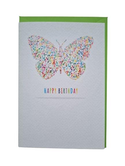 Double card Happy Birthday butterfly made of notes