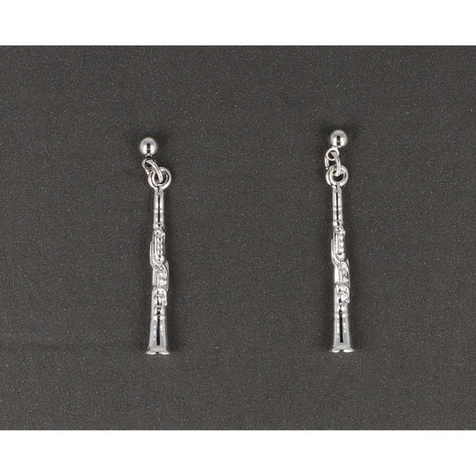 Clarinet earrings, silver-plated or gold-plated