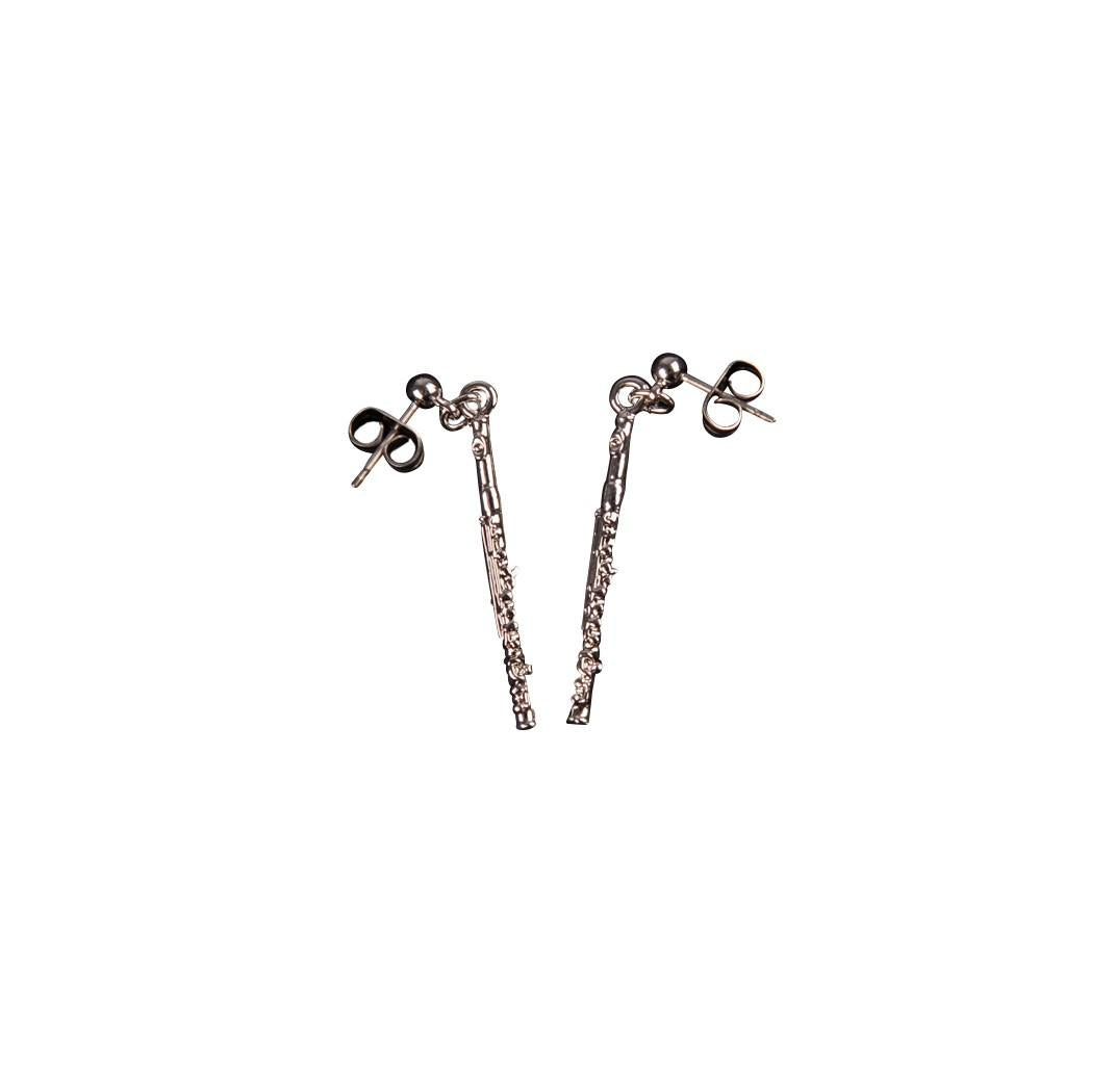 Flute earrings, silver-plated or gold-plated