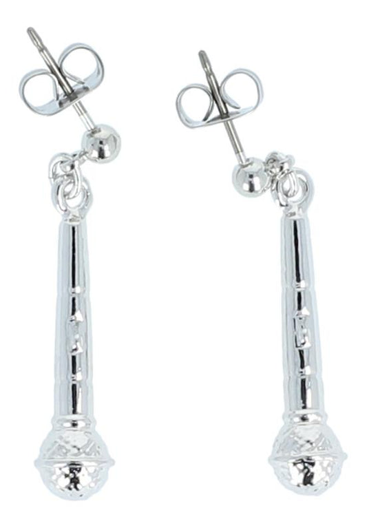 Microphone earrings, silver-plated or gold-plated