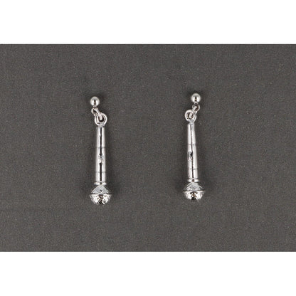 Microphone earrings, silver-plated or gold-plated