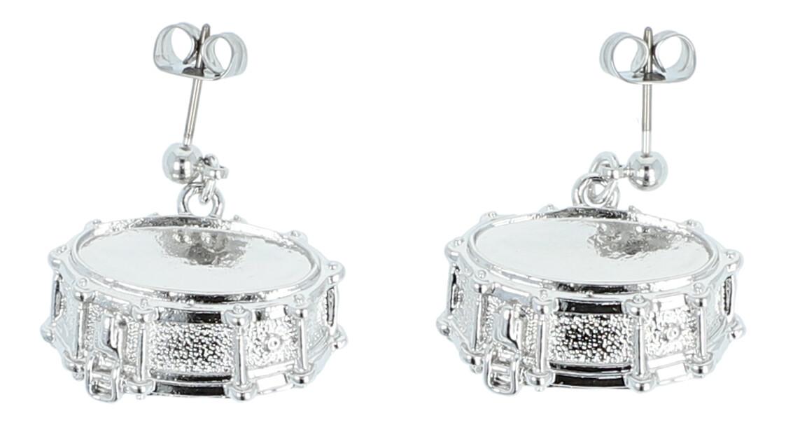 Snare drum earrings, silver-plated or gold-plated