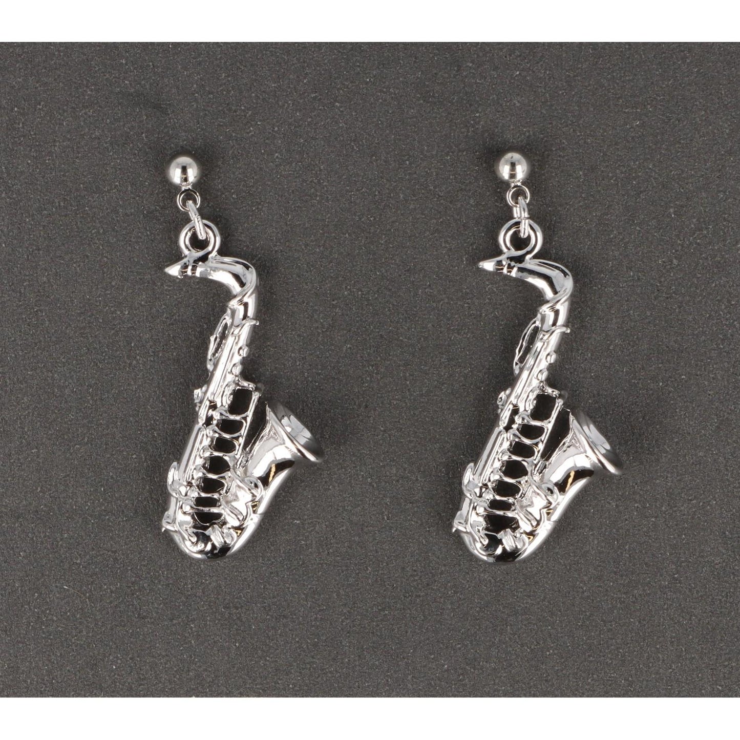 saxophone earrings, silver-plated