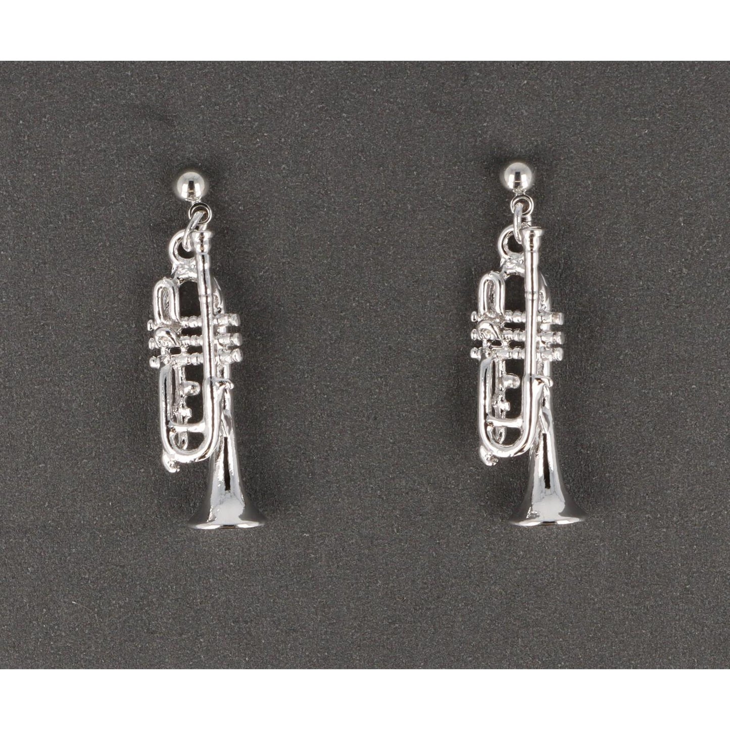 Trumpet earrings, silver-plated or gold-plated, brass music