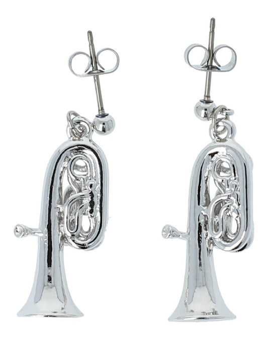 Tuba earrings, silver-plated or gold-plated, brass music