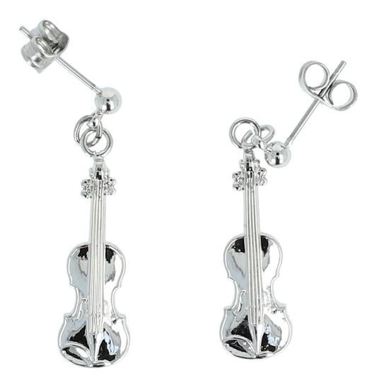 Violin earrings, silver-plated or gold-plated, violin