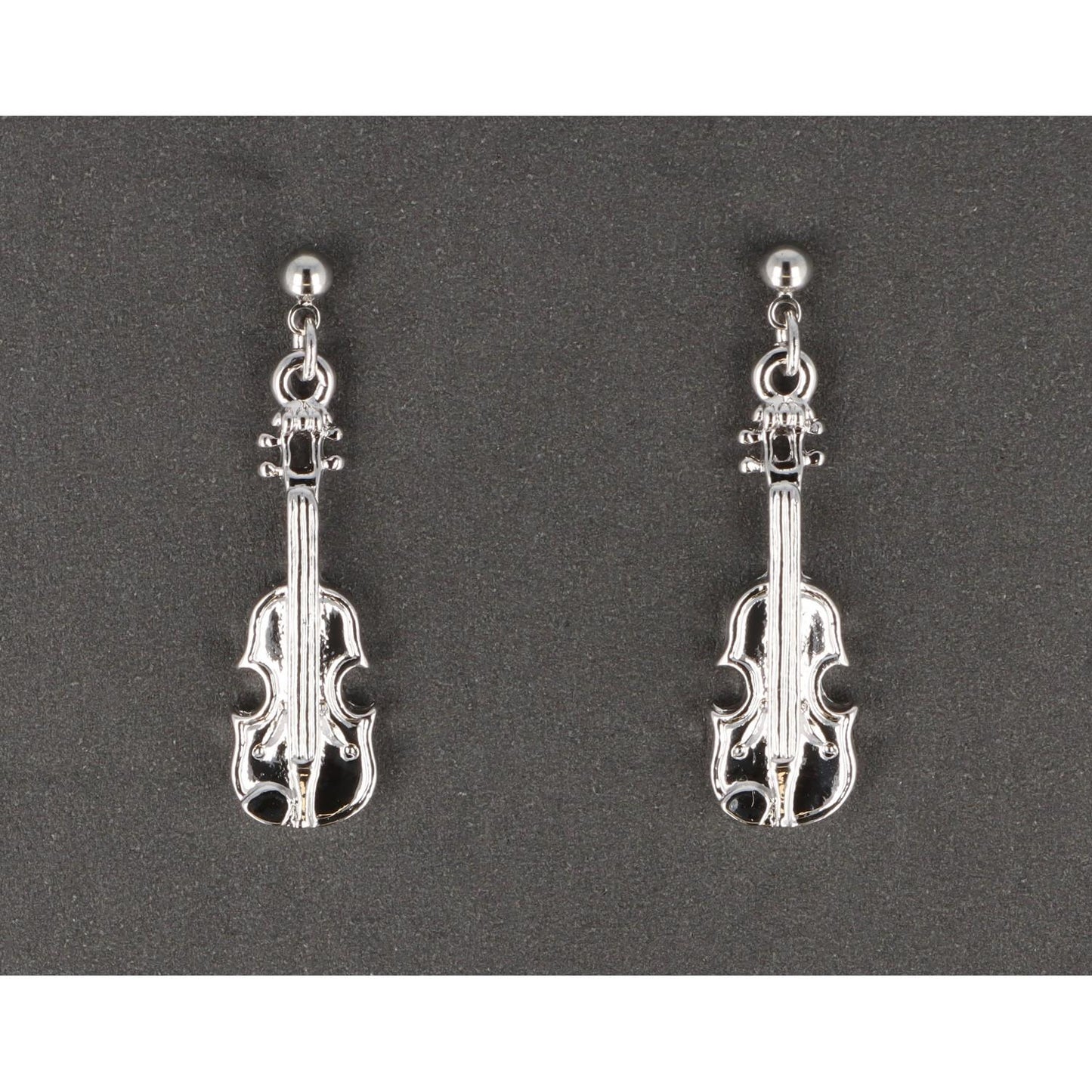 Violin earrings, silver-plated or gold-plated, violin