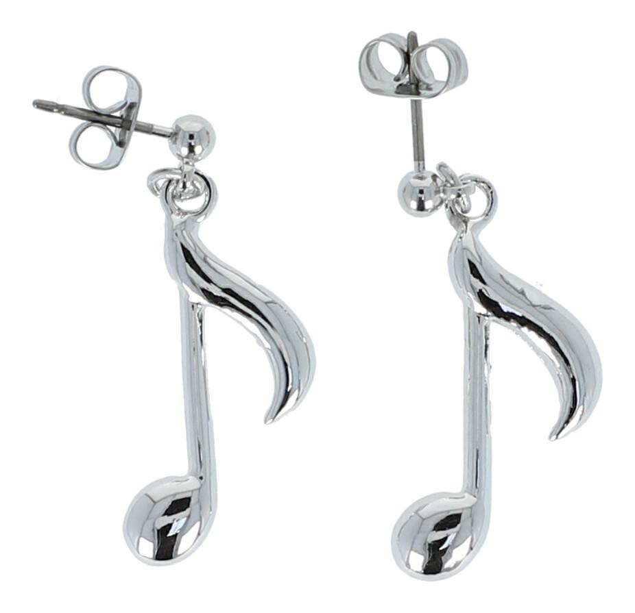 Eighth note earrings, silver-plated or gold-plated