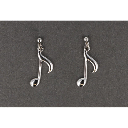 Eighth note earrings, silver-plated or gold-plated