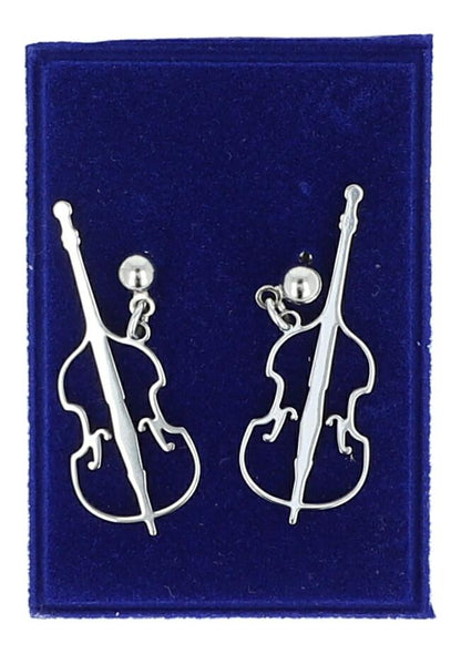 Pair of stainless steel earrings with various instruments or music clefs