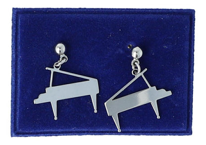 Pair of stainless steel earrings with various instruments or music clefs