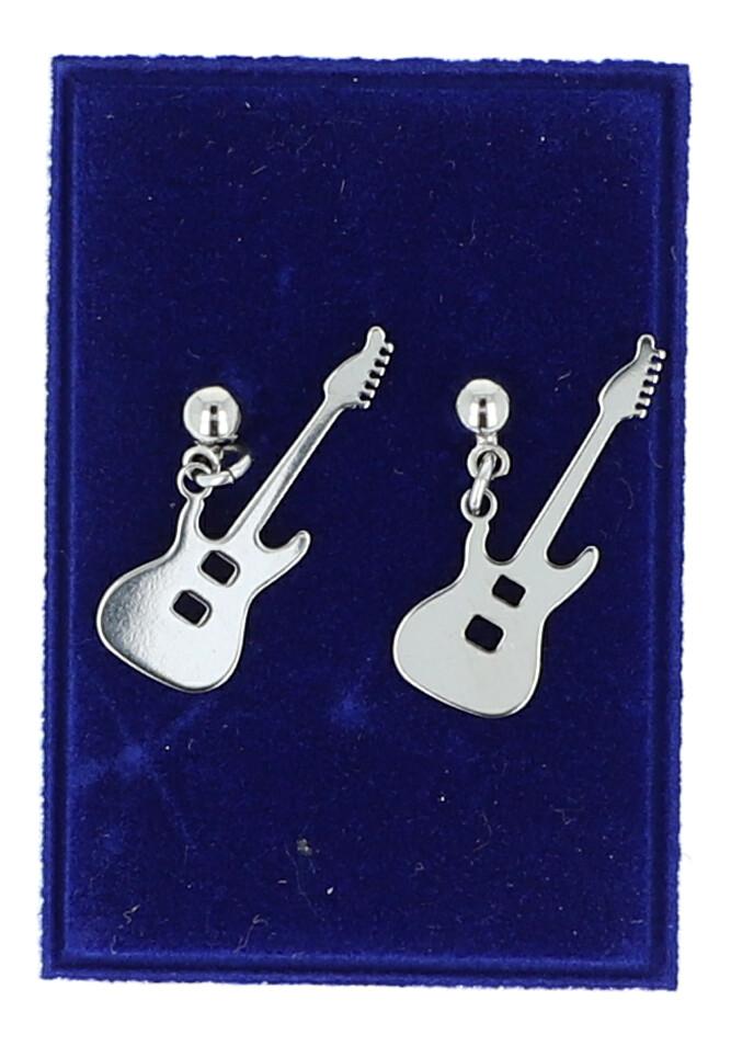 Pair of stainless steel earrings with various instruments or music clefs