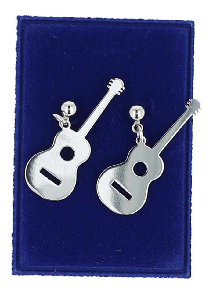 Pair of stainless steel earrings with various instruments or music clefs