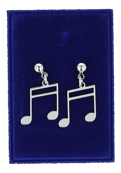 Pair of stainless steel earrings with various instruments or music clefs