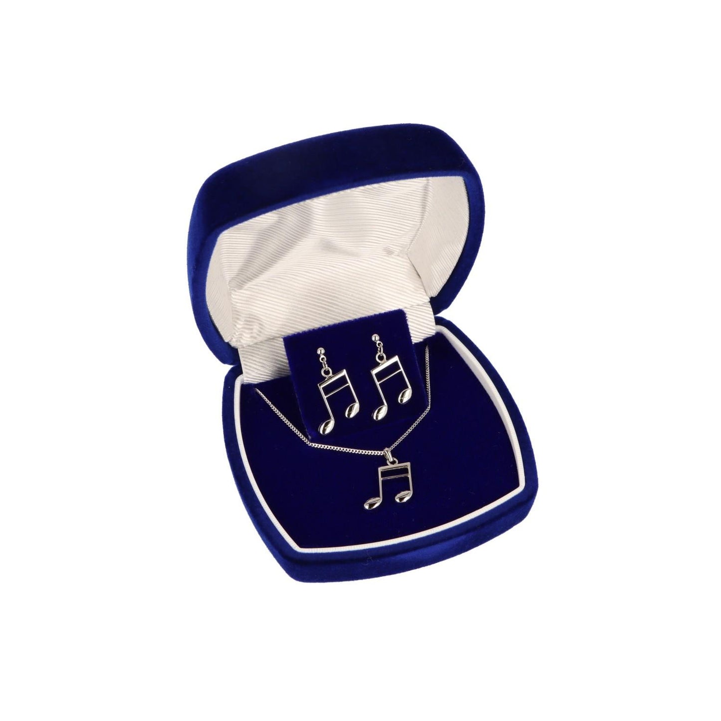 Gift set real silver, necklace with pendant and earrings, piano or sixteenth note