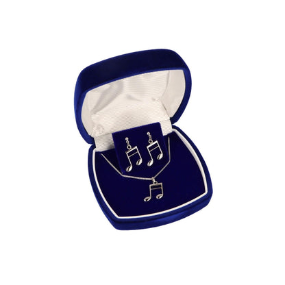 Gift set real silver, necklace with pendant and earrings, piano or sixteenth note