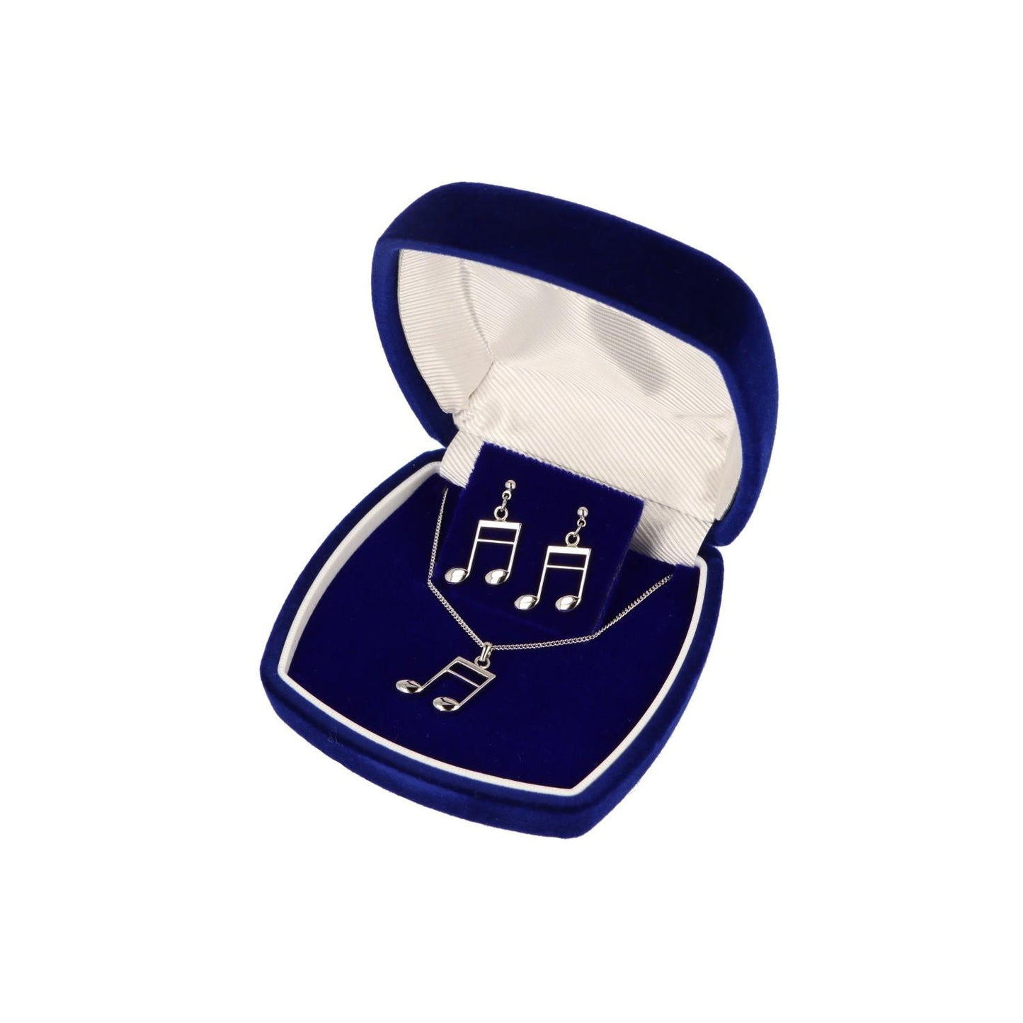 Gift set real silver, necklace with pendant and earrings, piano or sixteenth note