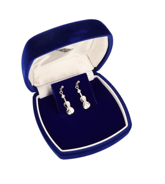 Earrings real silver, pair in gift box, piano, violin or sixteenth note