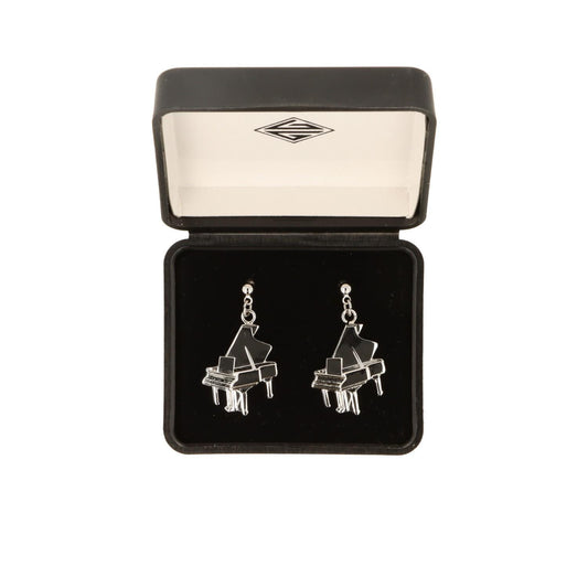 Earrings real silver, pair in gift box, piano, violin or sixteenth note