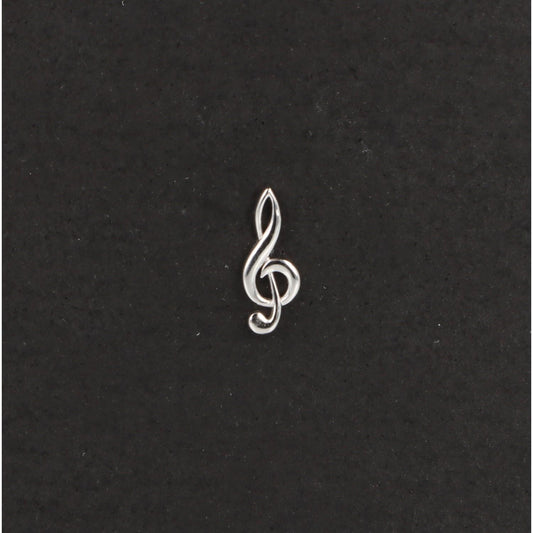 treble clef pin, silver-plated