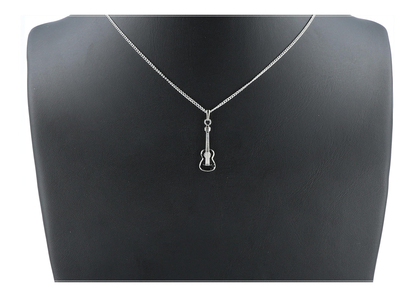 Concert guitar pendant, with chain, silver-plated or gold-plated