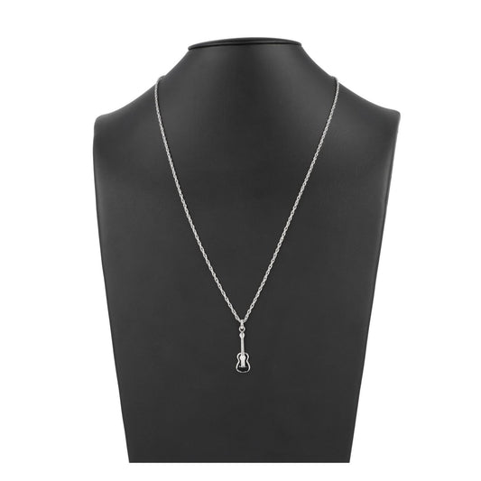 Konzertgitarre-Anhänger, mit Kette, versilbert