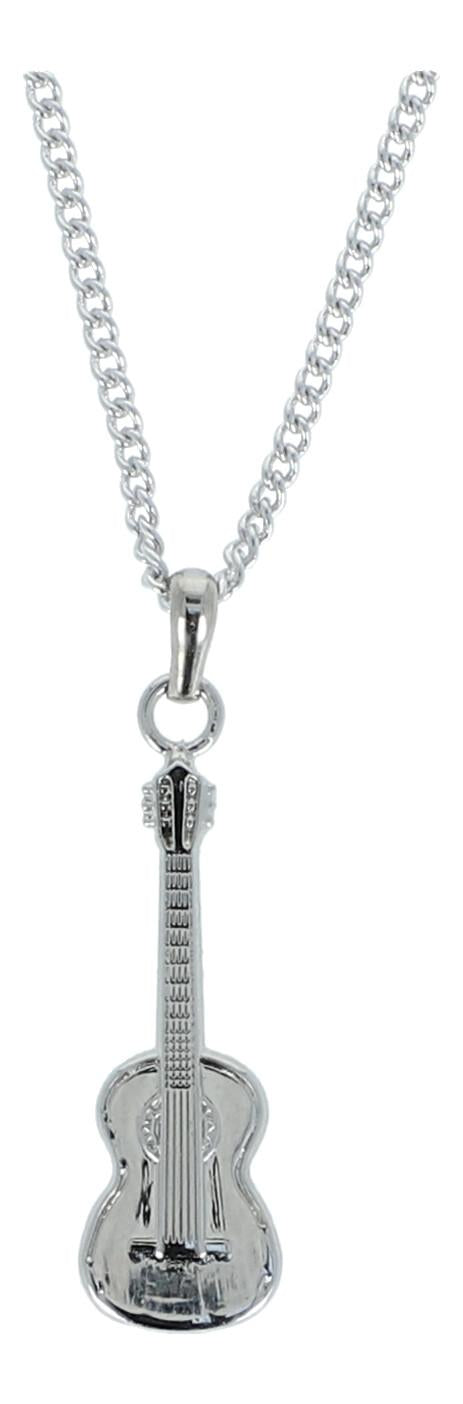 Concert guitar pendant, with chain, silver-plated or gold-plated