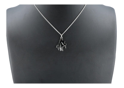 Piano pendant with chain, silver-plated or gold-plated, grand piano