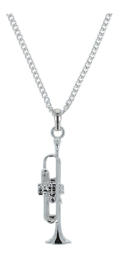 Trumpet pendant, with chain, silver-plated or gold-plated