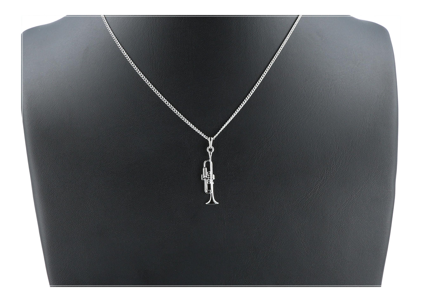 Trumpet pendant, with chain, silver-plated or gold-plated