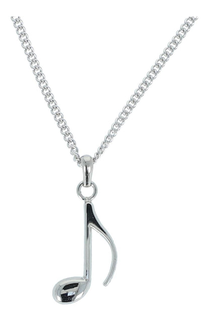 Eighth note pendant, with chain, silver or gold plated, note