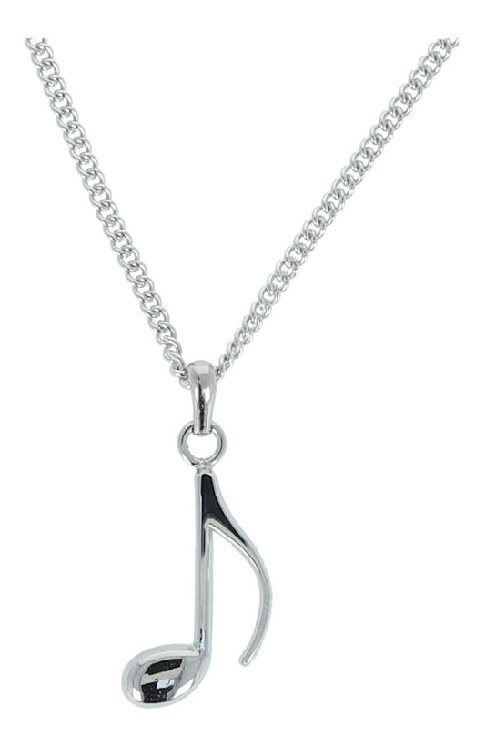 Eighth note pendant, with chain, silver or gold plated, note