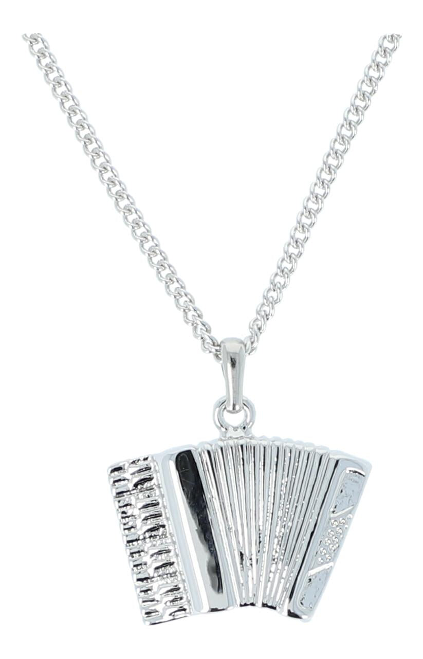 Accordion pendant, with chain, silver-plated or gold-plated