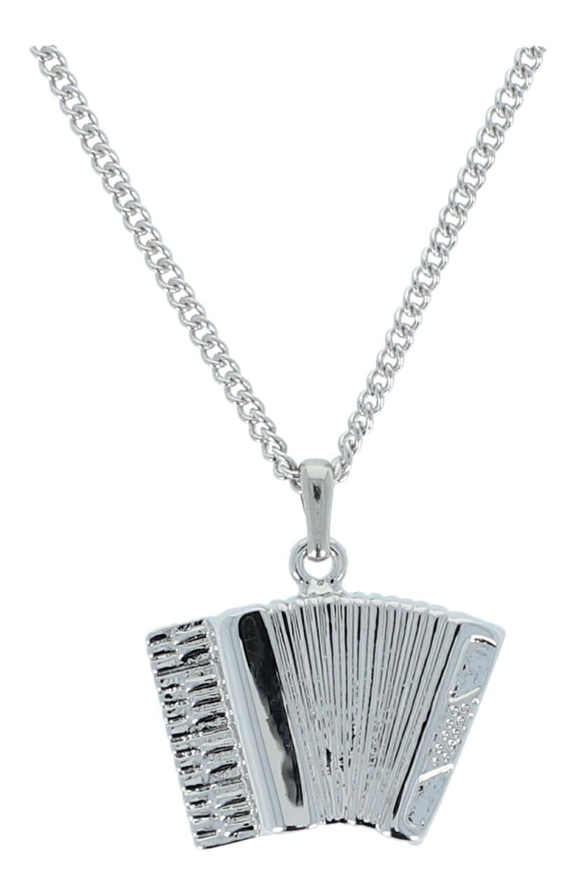 Accordion pendant, with chain, silver-plated or gold-plated