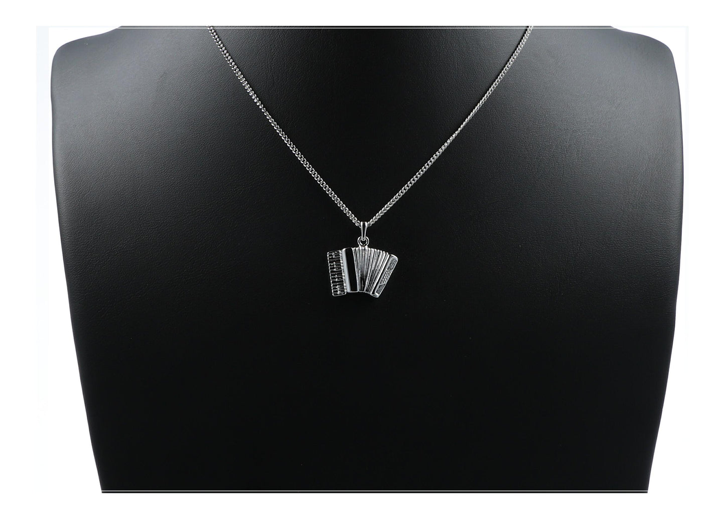 Accordion pendant, with chain, silver-plated or gold-plated